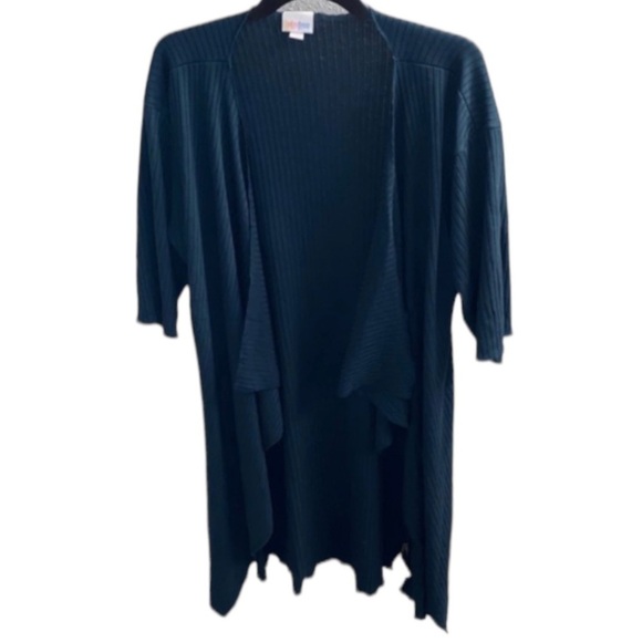 Lularoe Open Front Longline Blue/Green Ribbed Cardigan Sweater Duster Size Small - Picture 1 of 5
